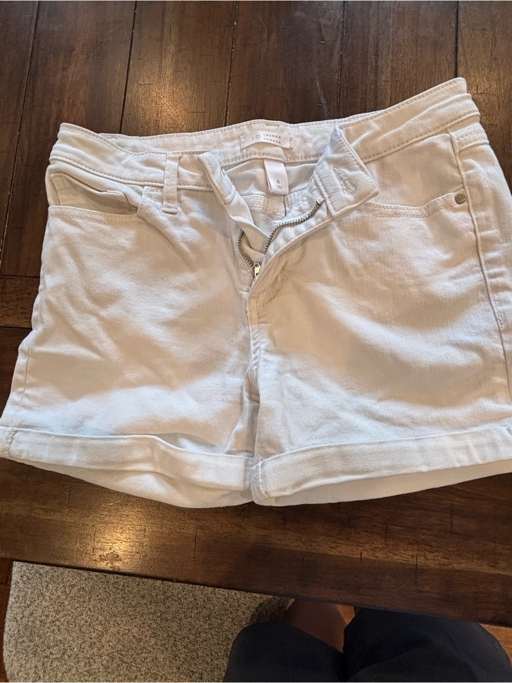 LC Lauren Conrad White Rolled-Hem Denim Shorts